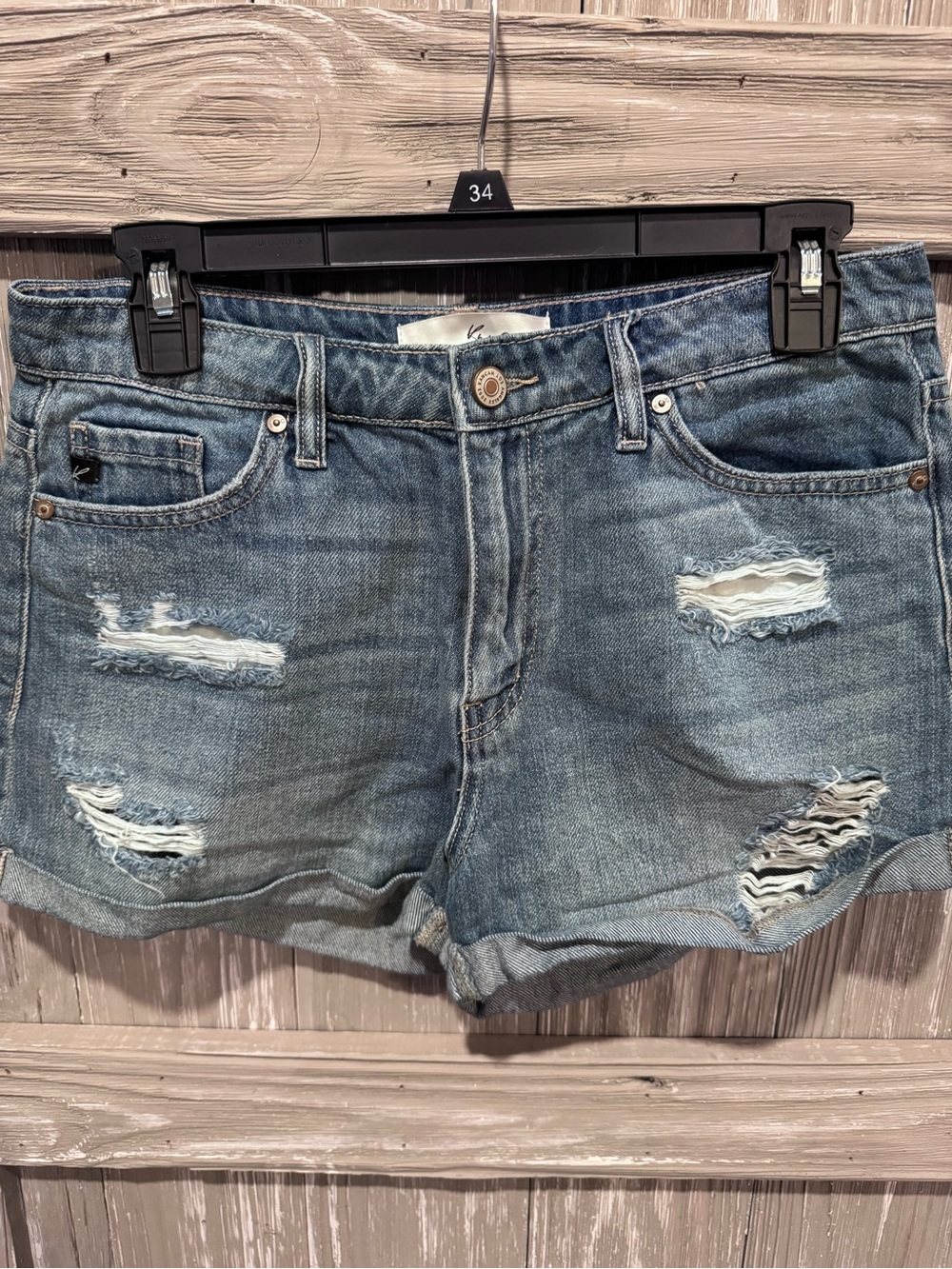 KanCan Distressed Light Blue Denim Jean Shorts